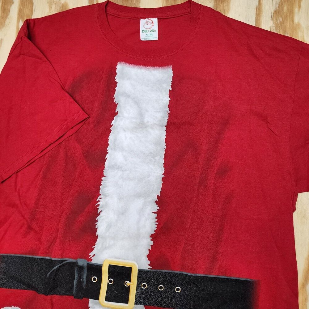 Santa T-shirt Christmas Tee Size XL‎ Red Short Sleeve